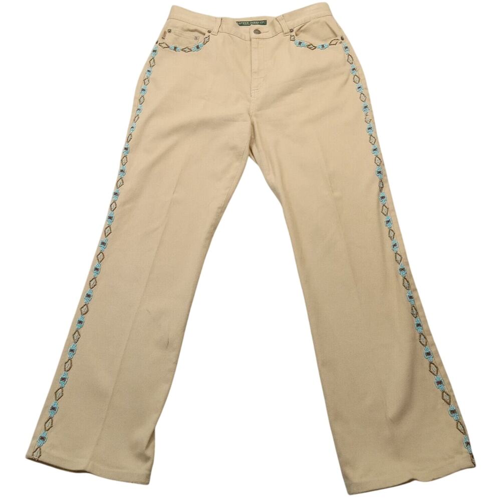 Vintage Lauren Jean Co. Jeans 10 Women's 32 X 30 Ralph Lauren Beads Southwestern